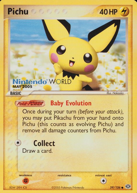 Pichu 2005 EX: Emerald #059/106 Promo (Nintendo World) Price Guide